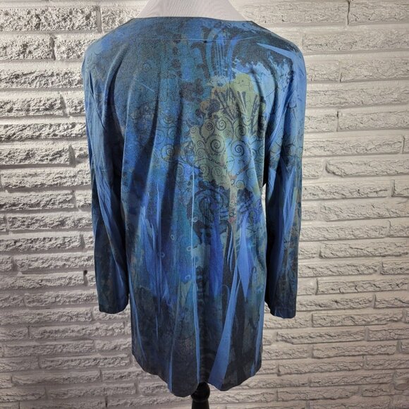 Westbound Womens Top Extra Large XL Tunic Blue Geometric Lightweight GEO149XE - Picture 6 of 8
